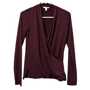 Nine West‎ Long Sleeve Blouse Shirt Women Size XS V-Neck Crossover Front Stretch